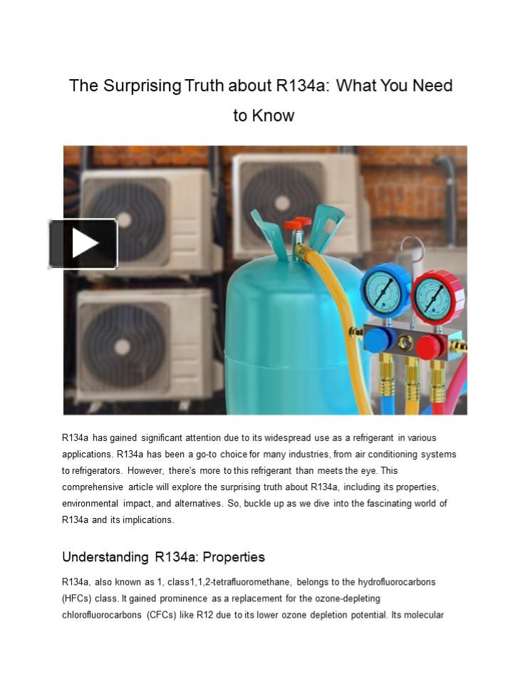 PPT The Surprising Truth about R134a What You Need to Know