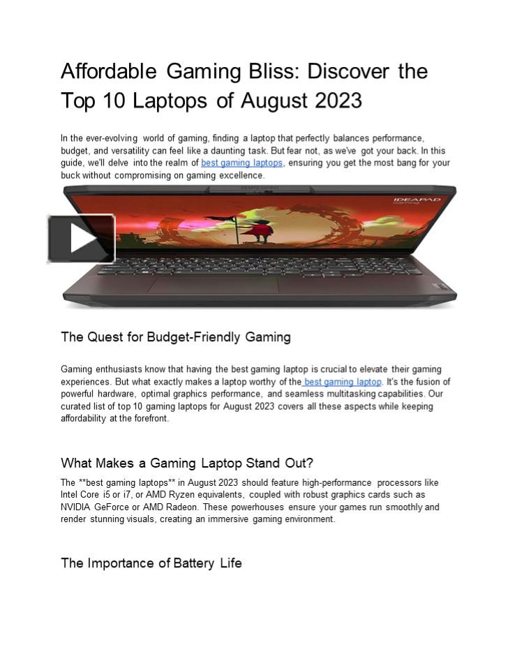 PPT Best Gaming And work Laptop august 2023 PowerPoint presentation
