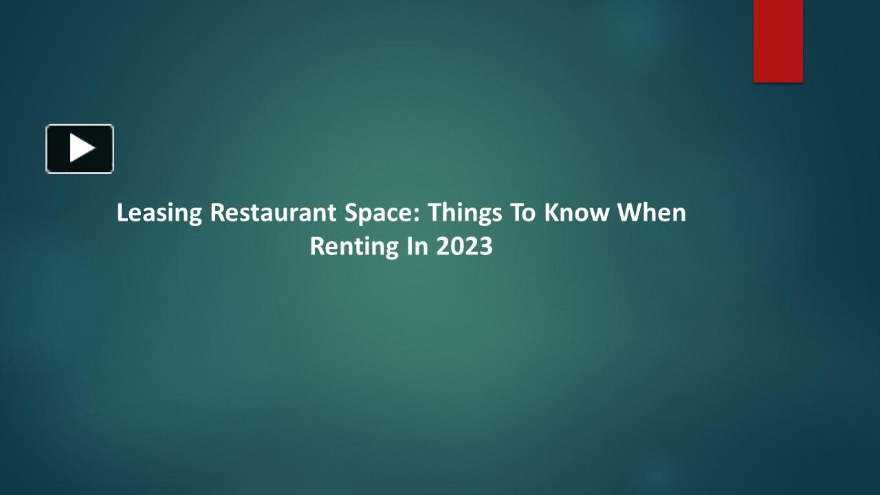 PPT "Leasing Restaurant Space Things To Know When Renting In 2023 " PowerPoint presentation