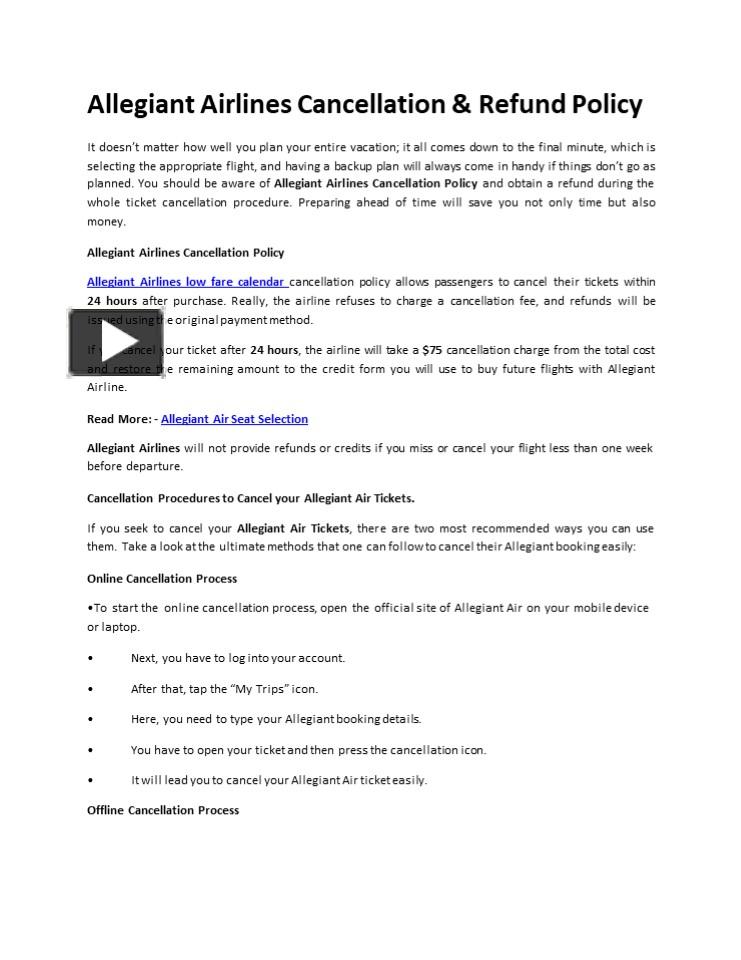 PPT Allegiant Airlines Cancellation & Refund Policy PowerPoint presentation free to download
