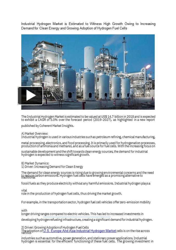 PPT Industrial Hydrogen Market is Estimated to Witness High Growth