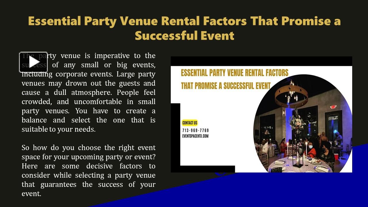 PPT Essential Party Venue Rental Factors That Promise a Successful