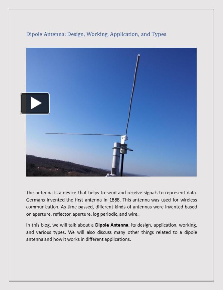 PPT Dipole Antenna Design, Working, Application, and Types