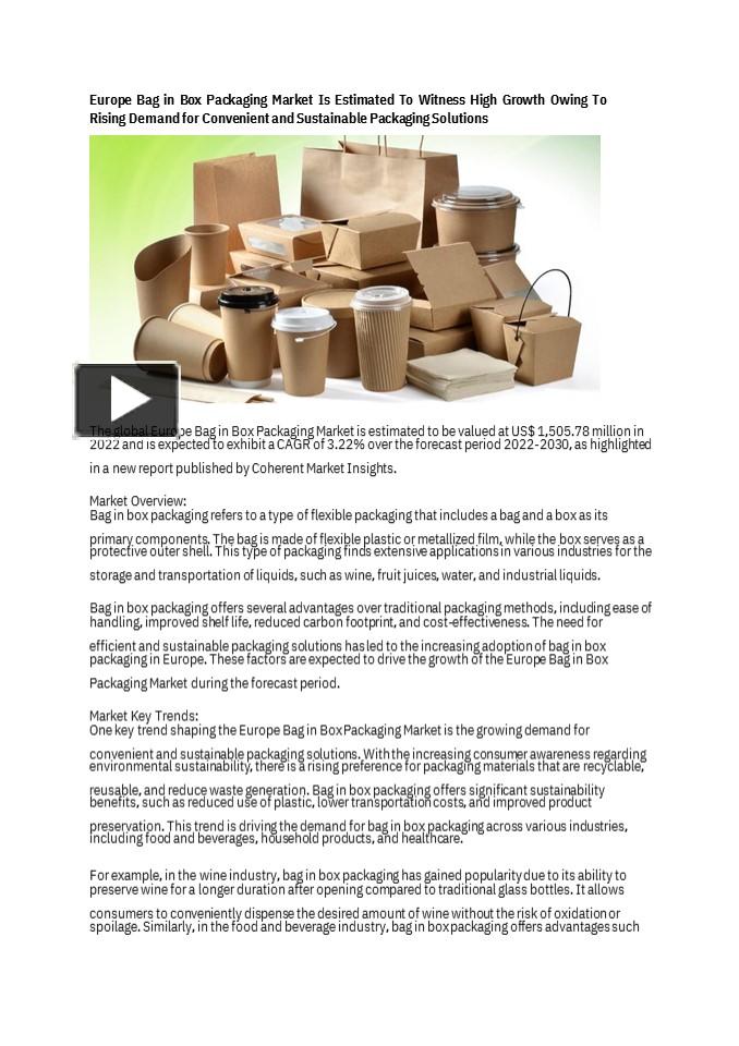 PPT Europe Bag in Box Packaging Market Is Estimated To Witness High
