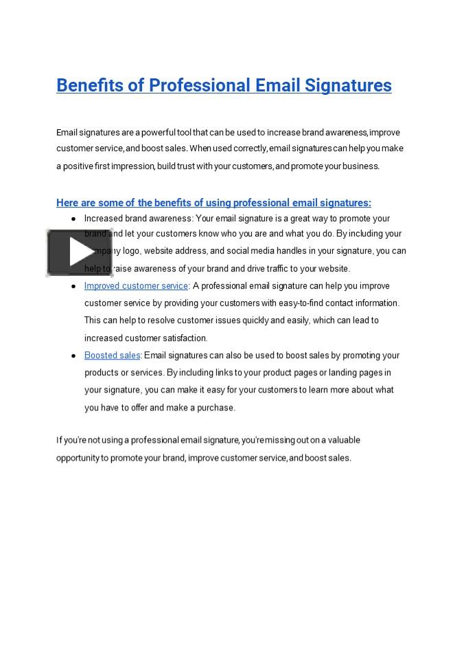 PPT Benefits of Professional Email Signatures PowerPoint presentation