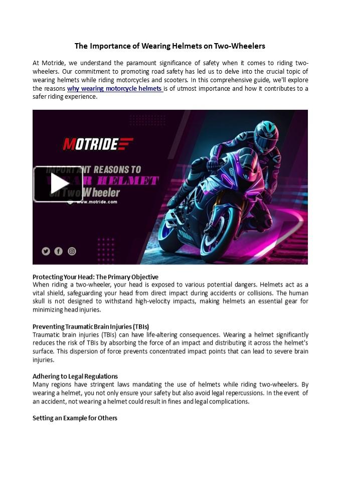 PPT The Importance of Wearing Helmets on TwoWheelers PowerPoint