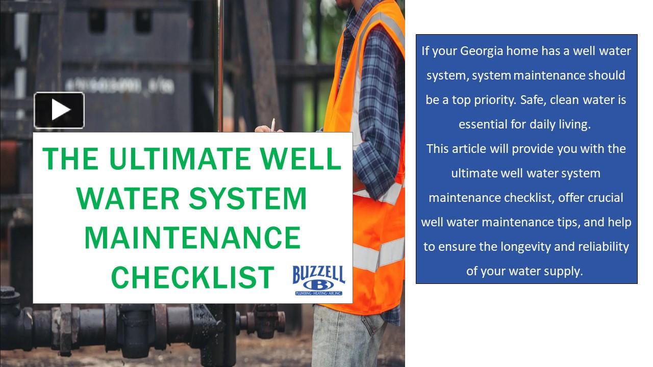 PPT The Ultimate Well Water System Maintenance Checklist PowerPoint presentation free to