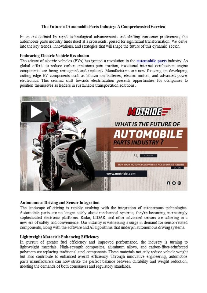PPT The Future of Automobile Parts Industry A Comprehensive Overview