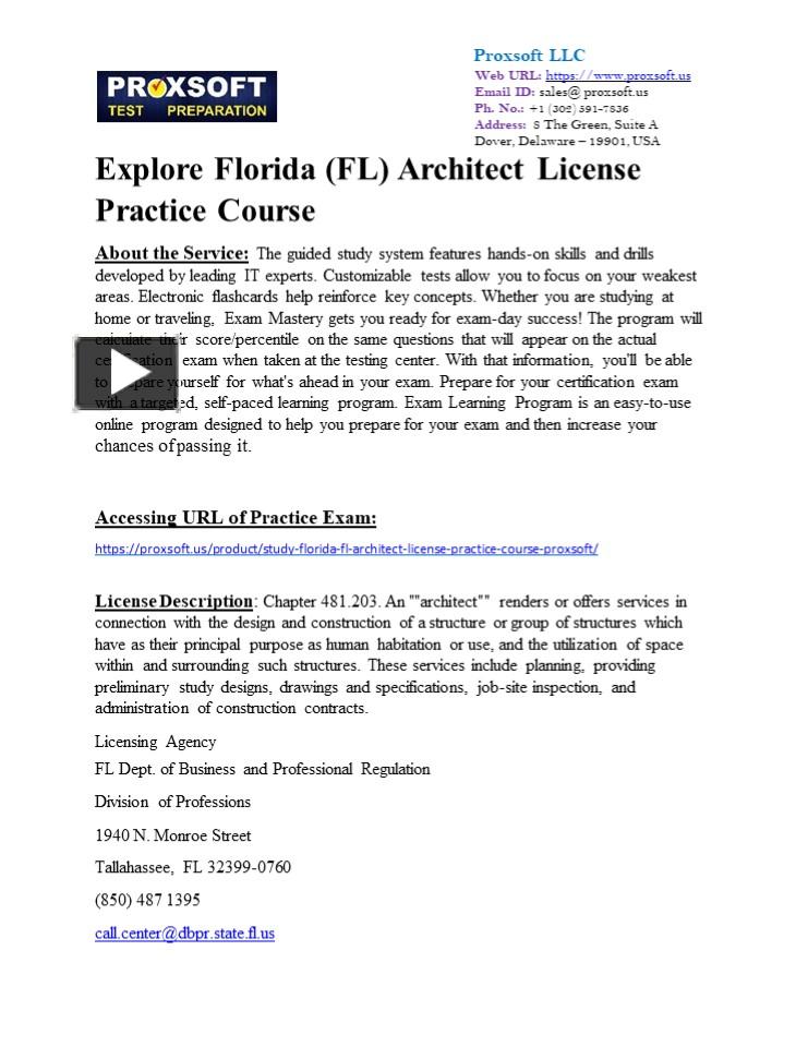 PPT Explore Florida (FL) Architect License Practice Course PowerPoint