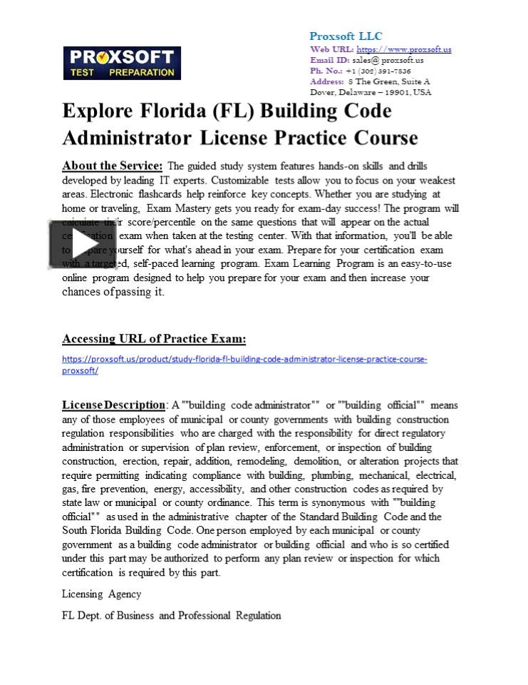 PPT Explore Florida (FL) Building Code Administrator License Practice