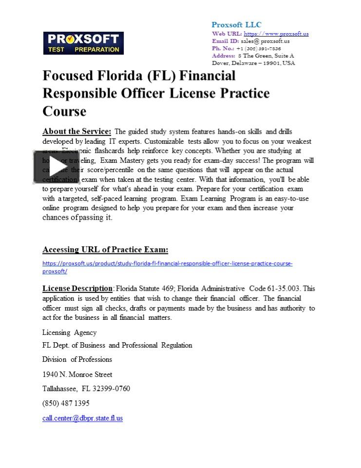 PPT Focused Florida (FL) Financial Responsible Officer License