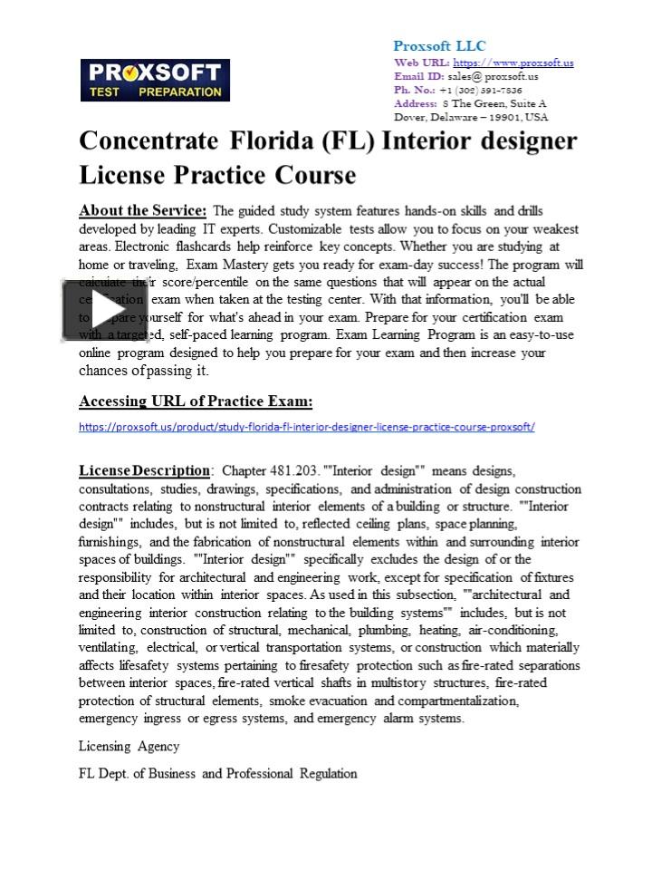 PPT Concentrate Florida (FL) Interior designer License Practice