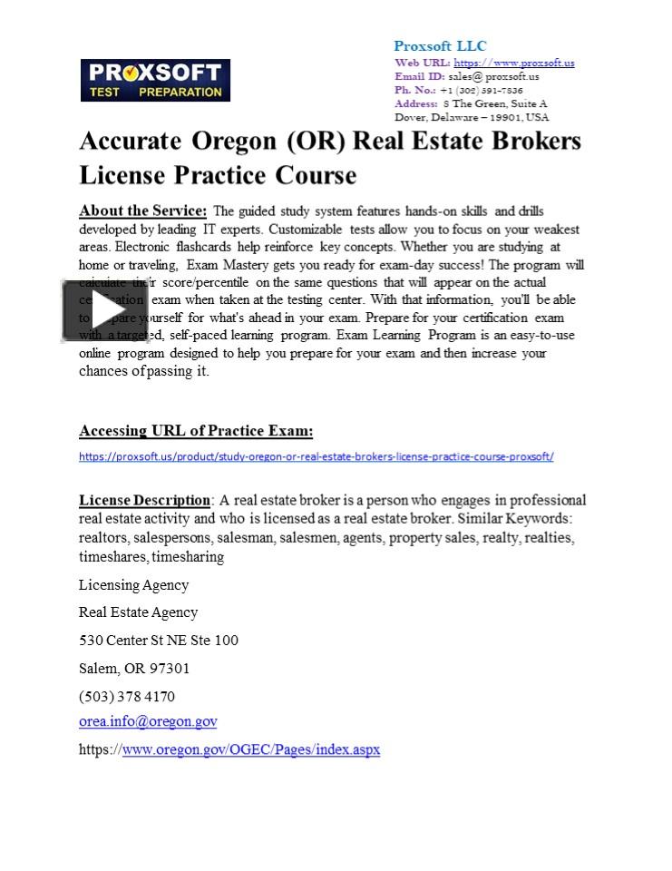 PPT Accurate Oregon (OR) Real Estate Brokers License Practice Course
