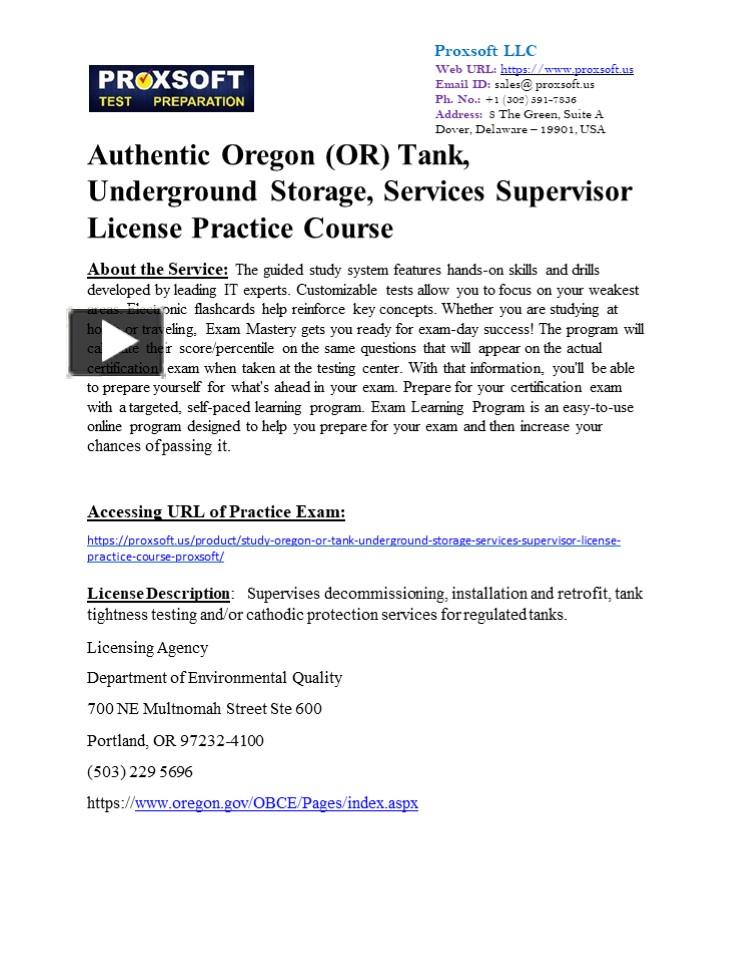 PPT Authentic Oregon (OR) Tank, Underground Storage, Services