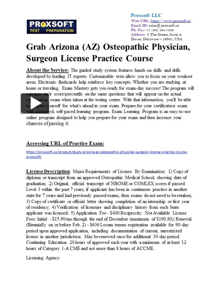 PPT Grab Arizona (AZ) Osteopathic Physician, Surgeon License Practice
