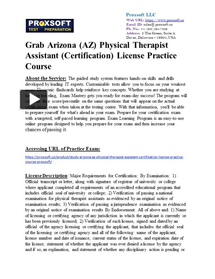 PPT Grab Arizona (AZ) Physical Therapist Assistant (Certification
