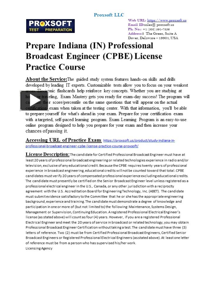 PPT Prepare Indiana (IN) Professional Broadcast Engineer (CPBE
