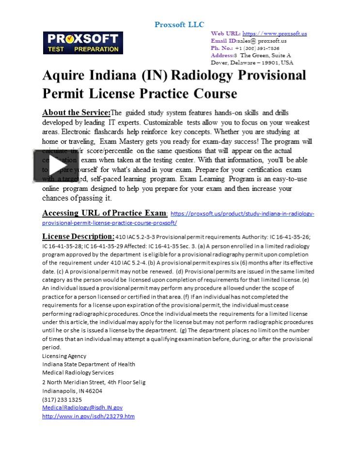 PPT Aquire Indiana (IN) Radiology Provisional Permit License Practice