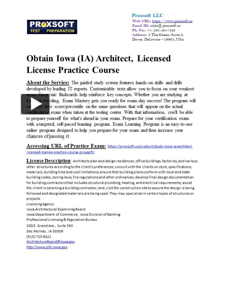 PPT Obtain Iowa (IA) Architect, Licensed License Practice Course