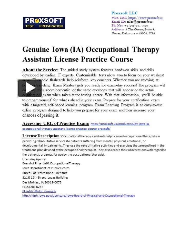 PPT Genuine Iowa (IA) Occupational Therapy Assistant License Practice