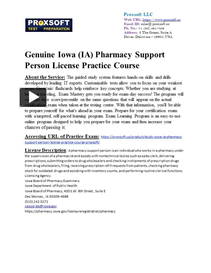 PPT Genuine Iowa (IA) Pharmacy Support Person License Practice Course (1) PowerPoint