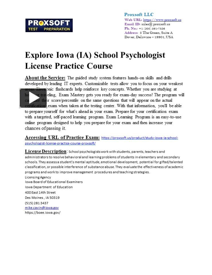 PPT Explore Iowa (IA) School Psychologist License Practice Course