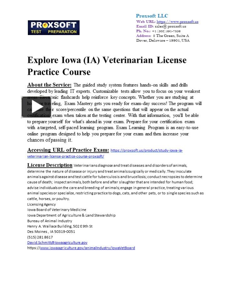 PPT Explore Iowa (IA) Veterinarian License Practice Course PowerPoint