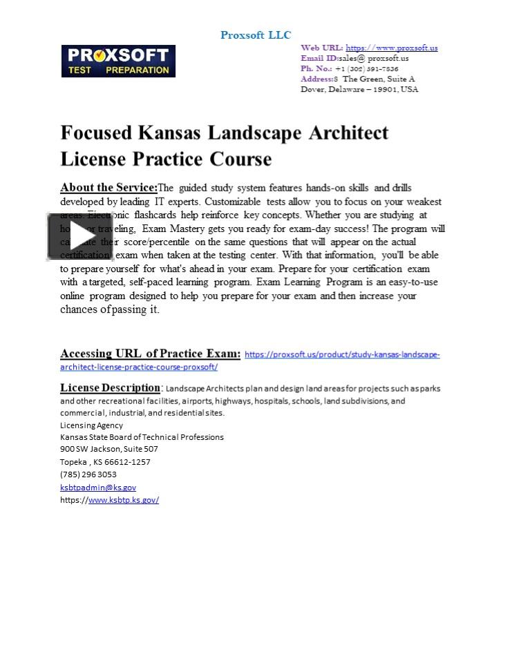 PPT Focused Kansas Landscape Architect License Practice Course