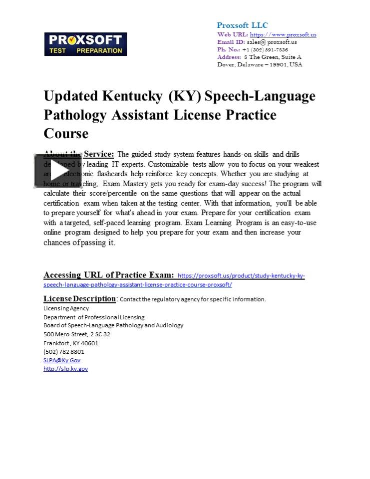 PPT Updated Kentucky (KY) SpeechLanguage Pathology Assistant License