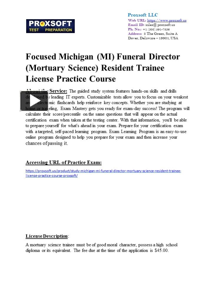 PPT Focused Michigan (MI) Funeral Director (Mortuary Science