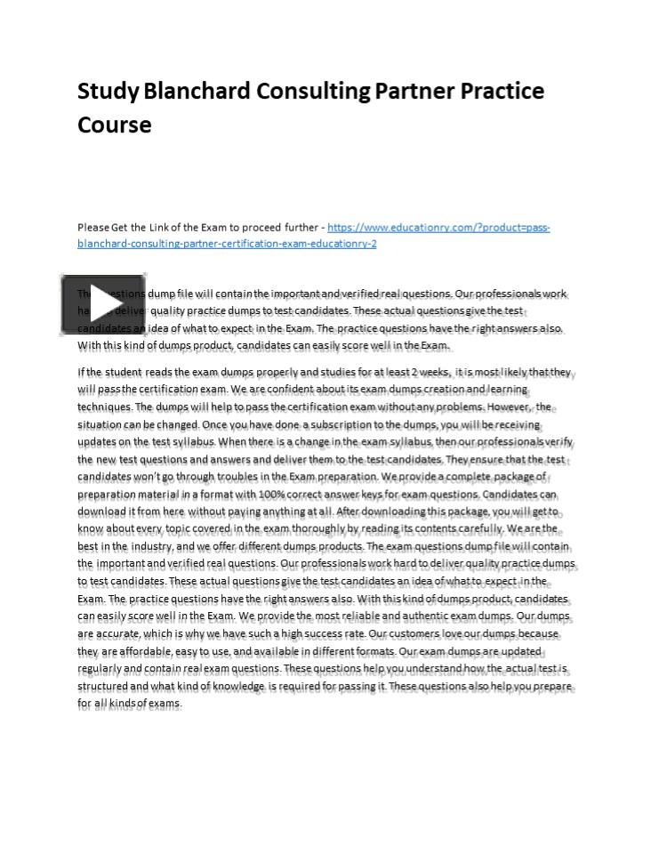 PPT Study Blanchard Consulting Partner Practice Course PowerPoint