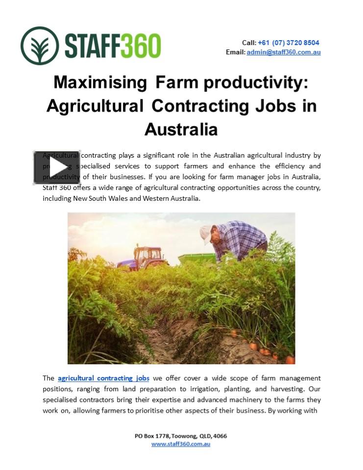 PPT Maximising Farm productivity Agricultural Contracting Jobs in