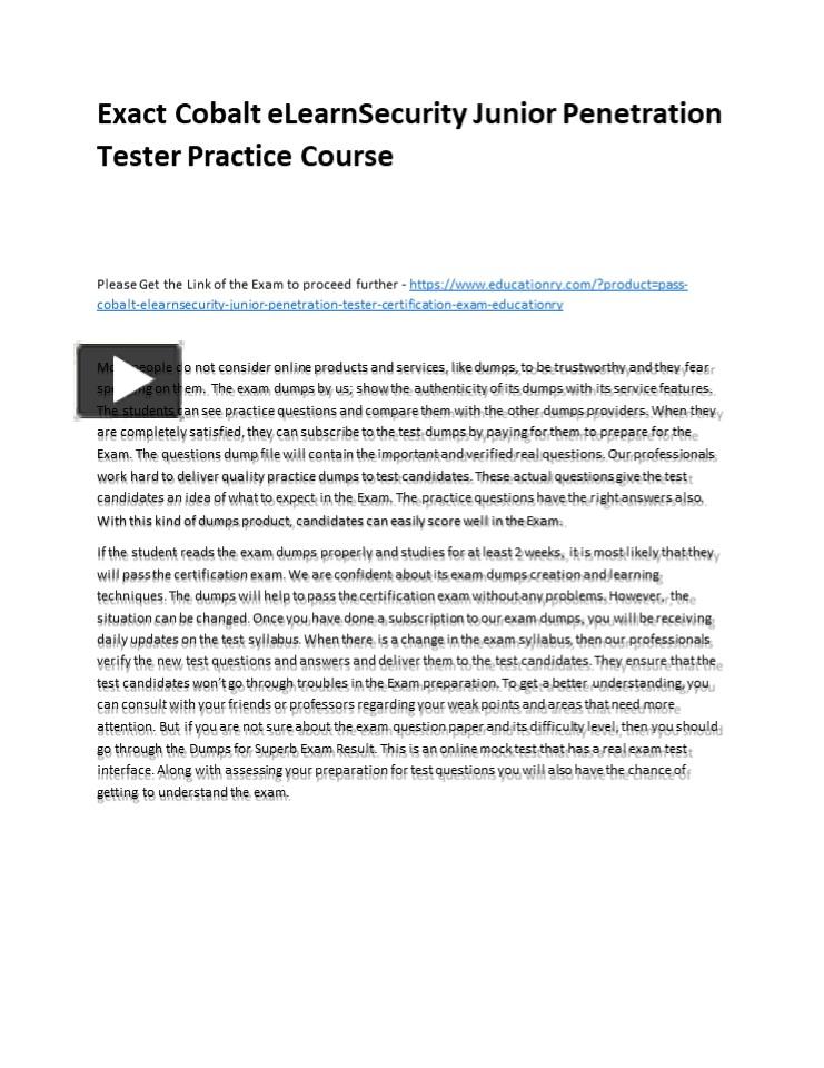 PPT Exact Cobalt eLearnSecurity Junior Tester Practice