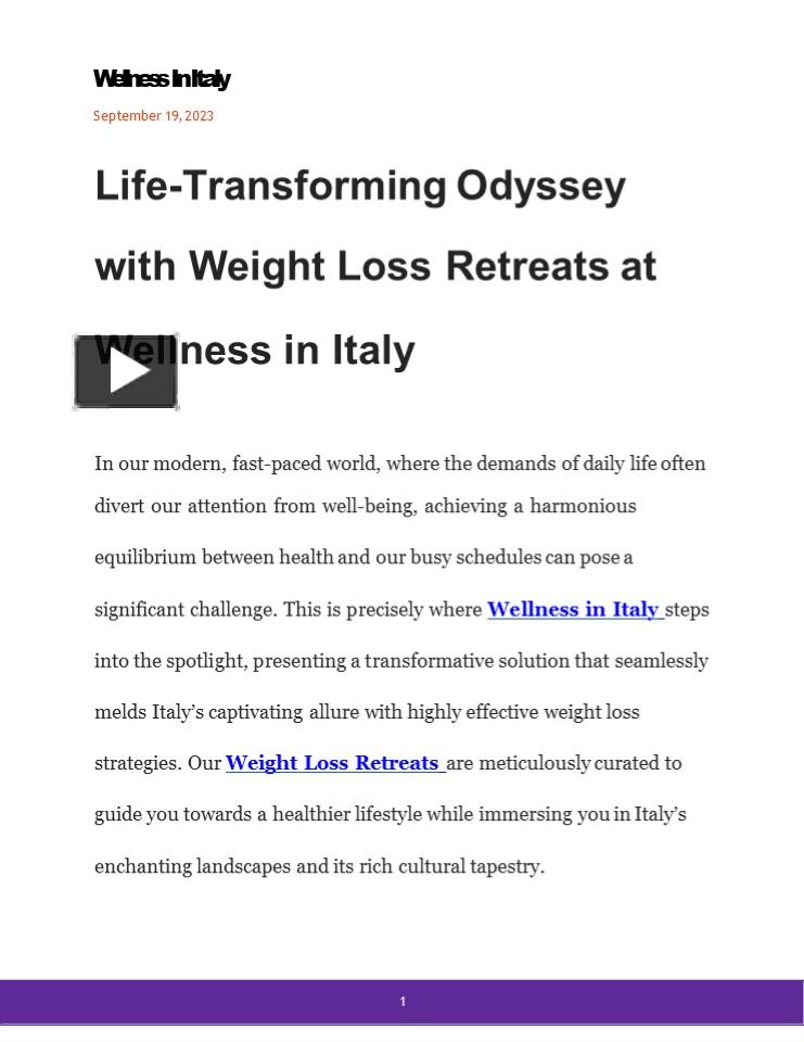 PPT LifeTransforming Odyssey with Weight Loss Retreats at Wellness