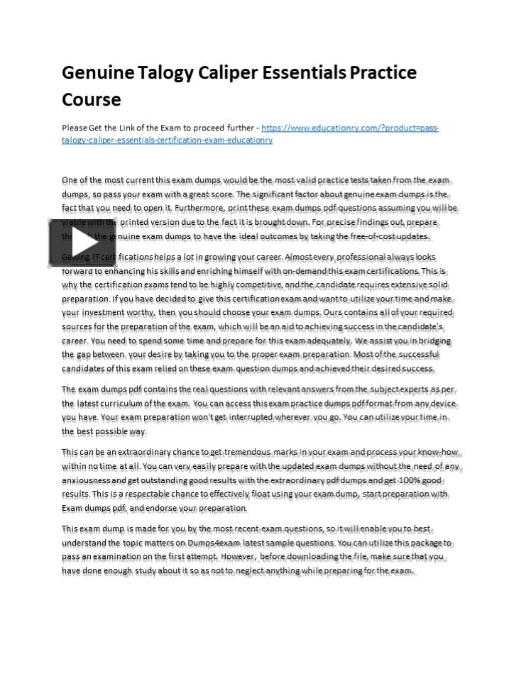 PPT Genuine Talogy Caliper Essentials Practice Course PowerPoint