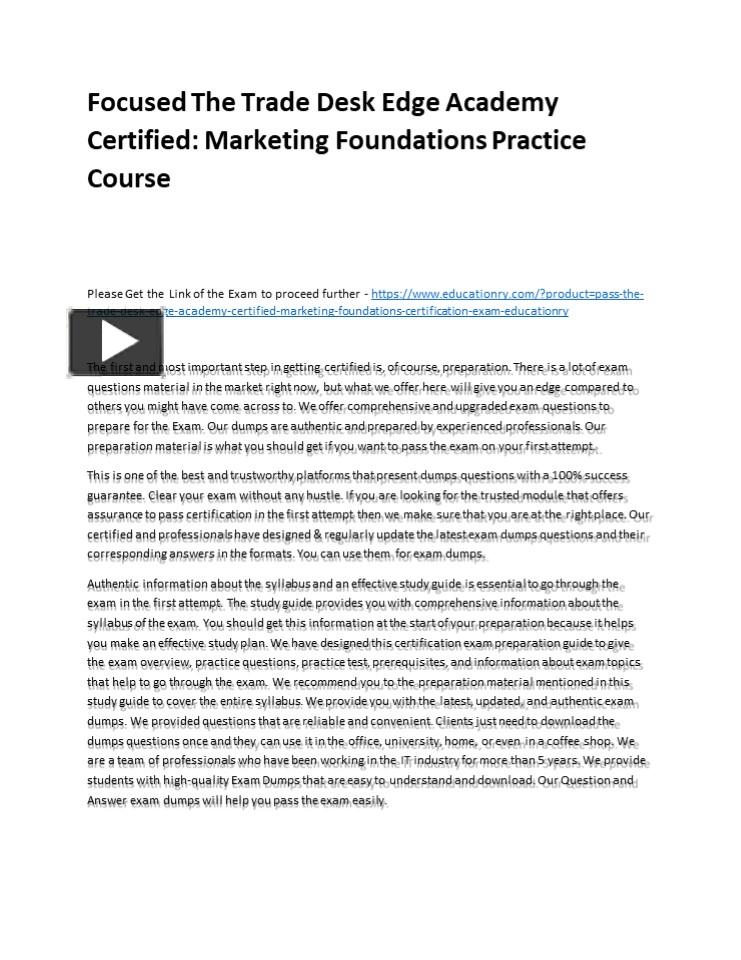PPT Focused The Trade Desk Edge Academy Certified Marketing