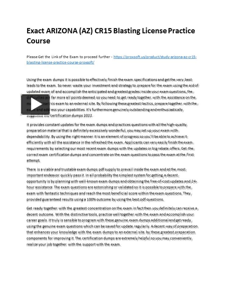 PPT Exact ARIZONA (AZ) CR15 Blasting License Practice Course