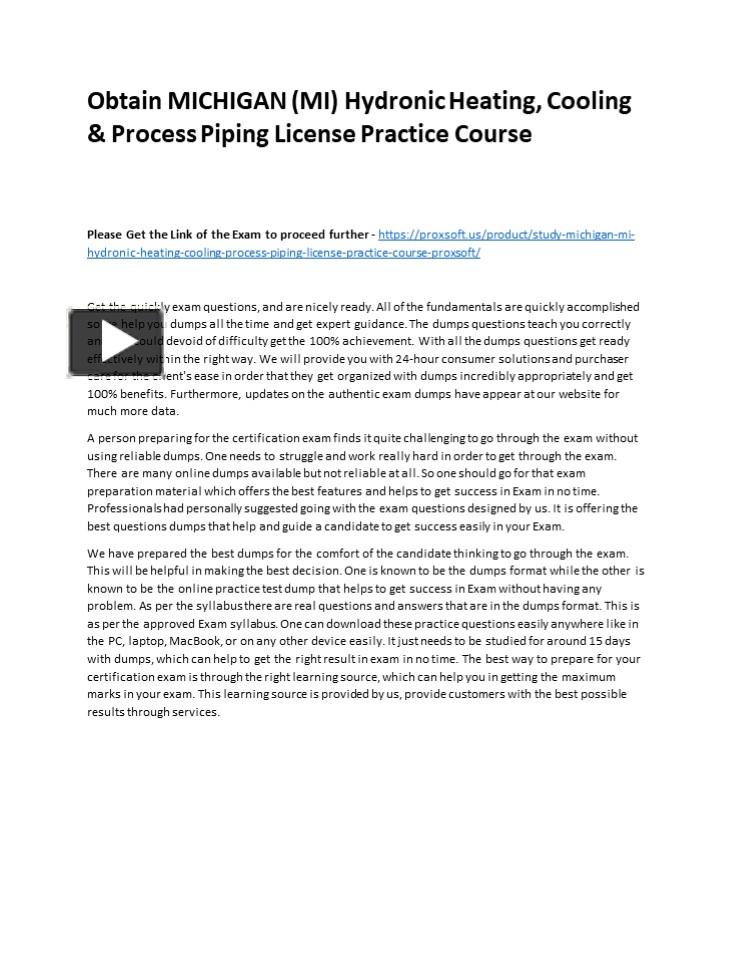 PPT Obtain MICHIGAN (MI) Hydronic Heating, Cooling & Process Piping