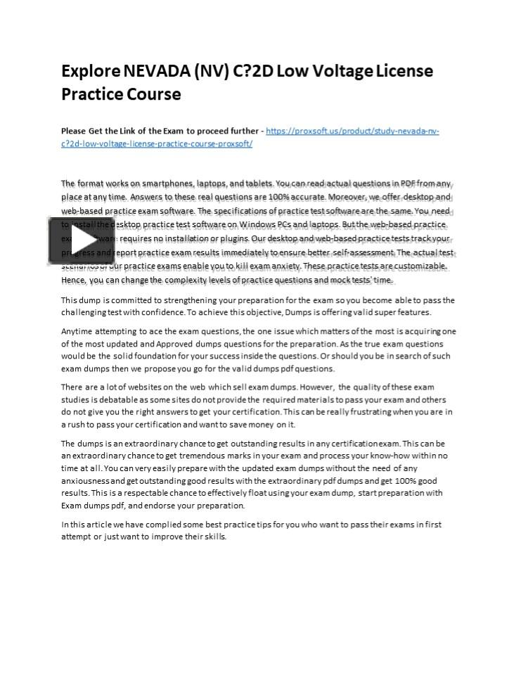 PPT Explore NEVADA (NV) C?2D Low Voltage License Practice Course PowerPoint presentation