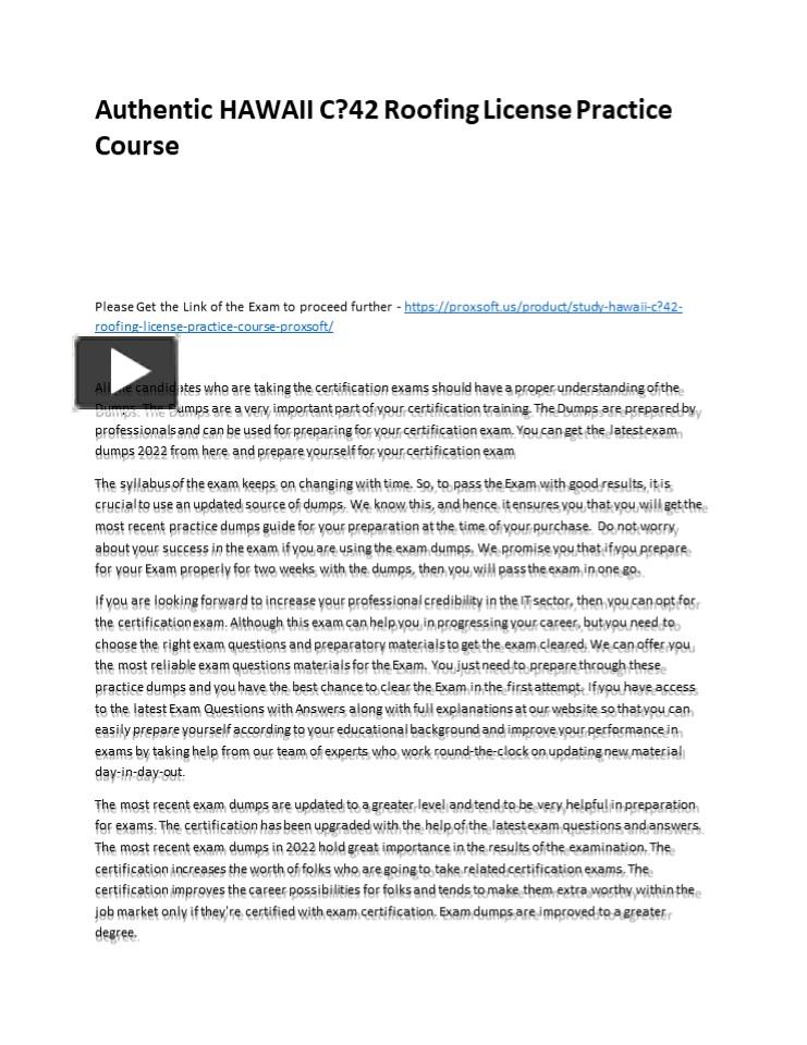 PPT Authentic HAWAII C?42 Roofing License Practice Course PowerPoint