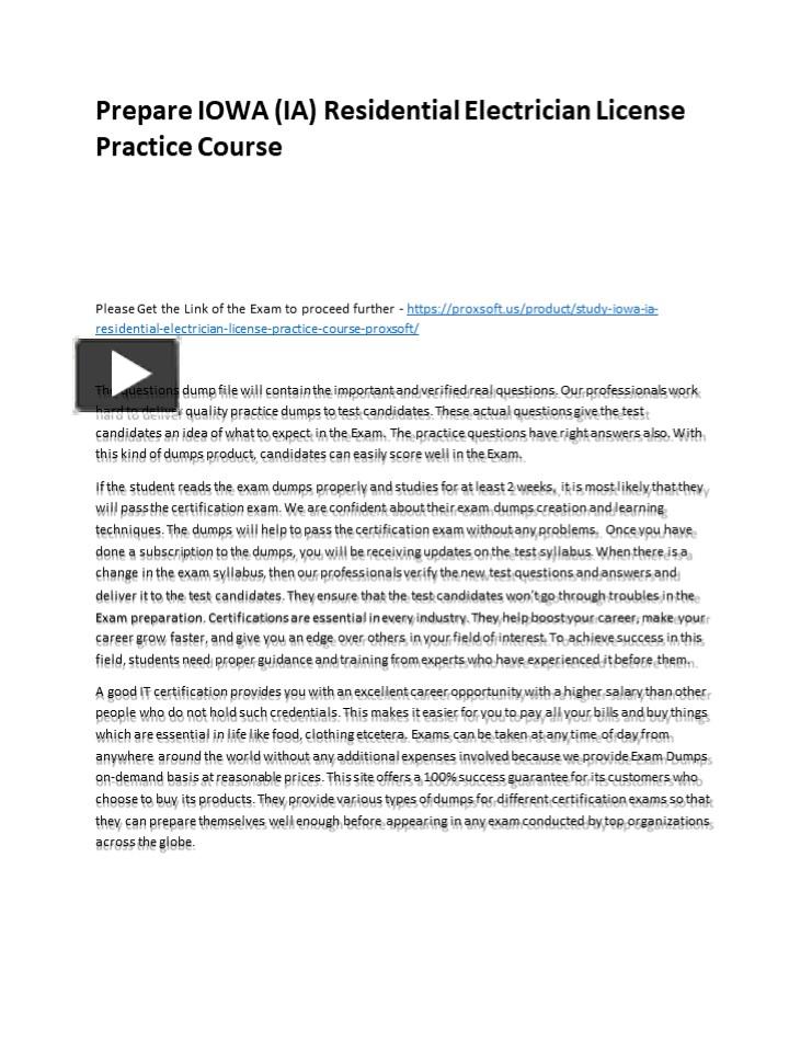 PPT Prepare IOWA (IA) Residential Electrician License Practice Course