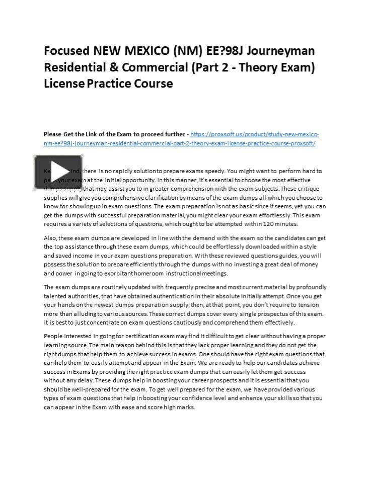 PPT Focused NEW MEXICO (NM) EE?98J Journeyman Residential