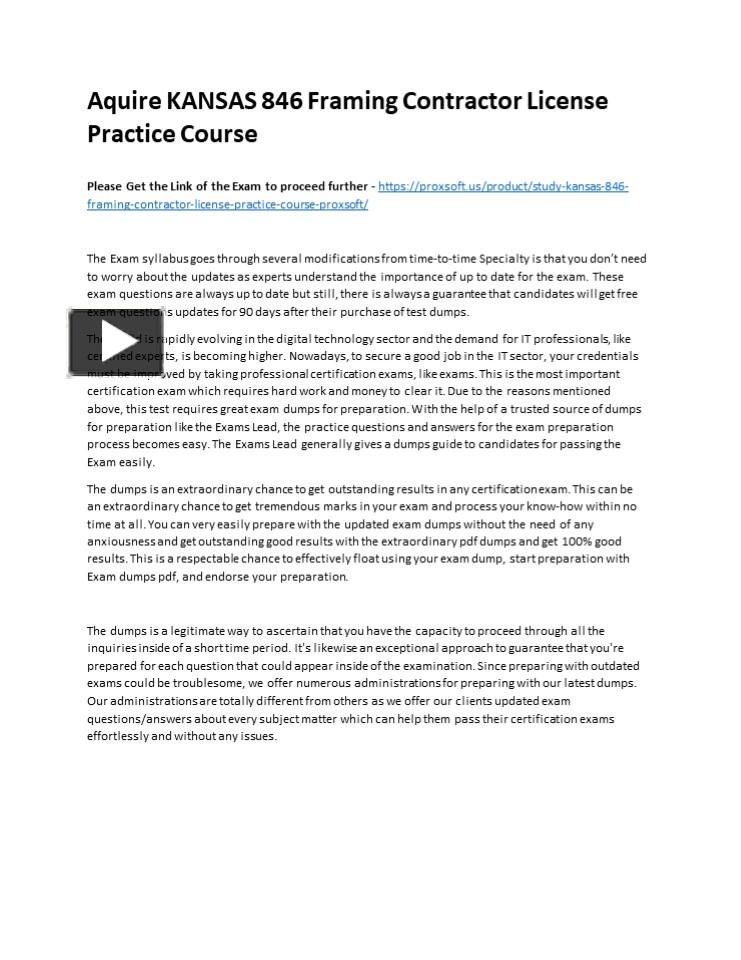 PPT Aquire KANSAS 846 Framing Contractor License Practice Course
