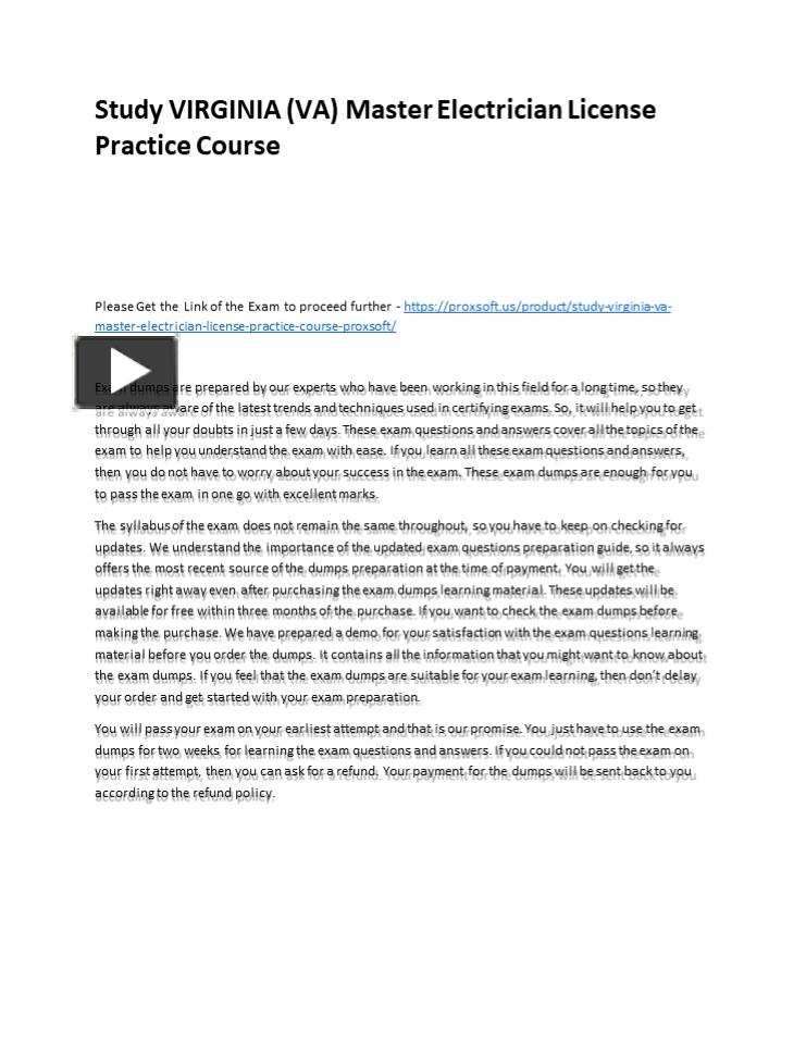 PPT Study VIRGINIA (VA) Master Electrician License Practice Course