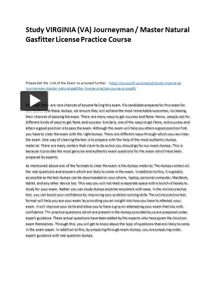 PPT Study VIRGINIA (VA) Journeyman / Master Natural Gasfitter License