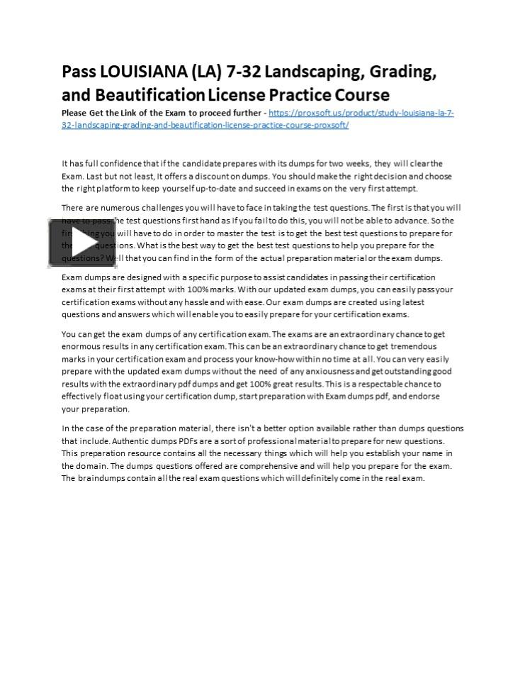 PPT Pass LOUISIANA (LA) 732 Landscaping, Grading, and Beautification