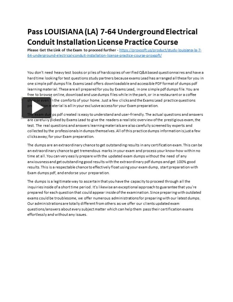 PPT Pass LOUISIANA (LA) 764 Underground Electrical Conduit