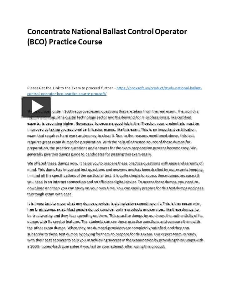 PPT Concentrate National Ballast Control Operator (BCO) Practice Course PowerPoint