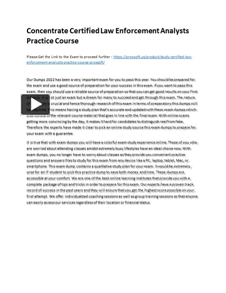 PPT Concentrate Certified Law Enforcement Analysts Practice Course