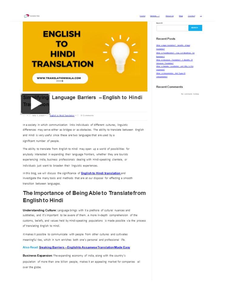 PPT Simplifying Language Barriers English to Hindi Translation